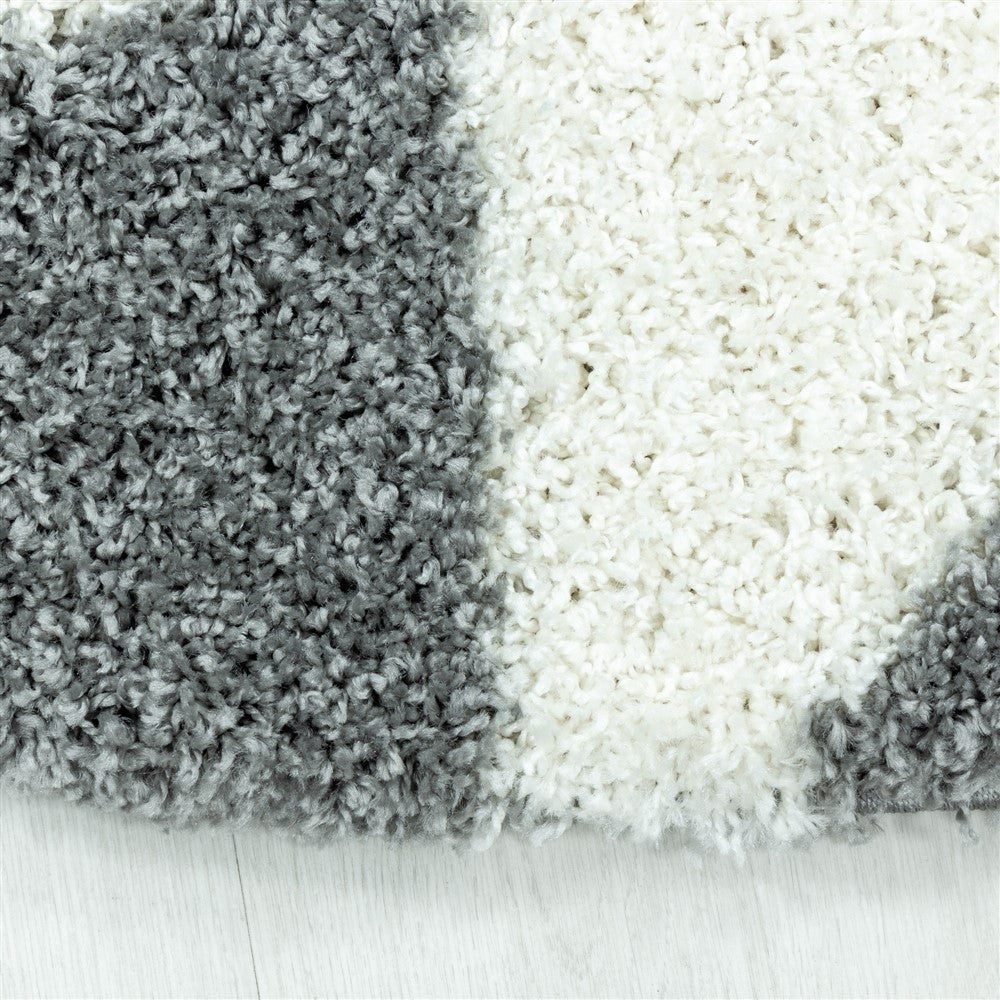 Wohnzimmerteppich Design Hochflor Teppich Muster Abstrakte Dreiecke Grau
