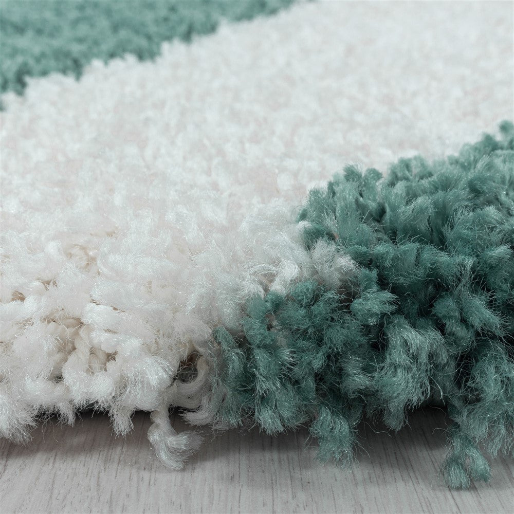 Wohnzimmerteppich Design Hochflor Teppich Muster Abstrakte Dreiecke Blau