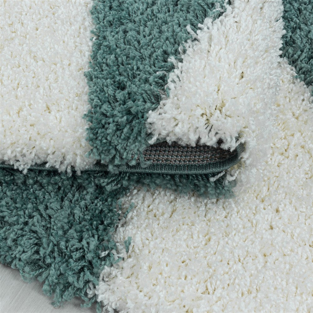 Wohnzimmerteppich Design Hochflor Teppich Muster Abstrakte Dreiecke Blau