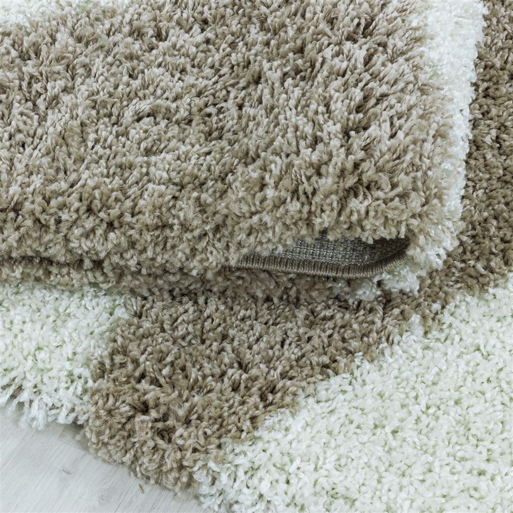 Wohnzimmerteppich Design Hochflor Teppich Muster Abstrakte Dreiecke Beige