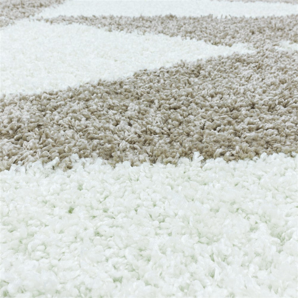 Wohnzimmerteppich Design Hochflor Teppich Muster Abstrakte Dreiecke Beige