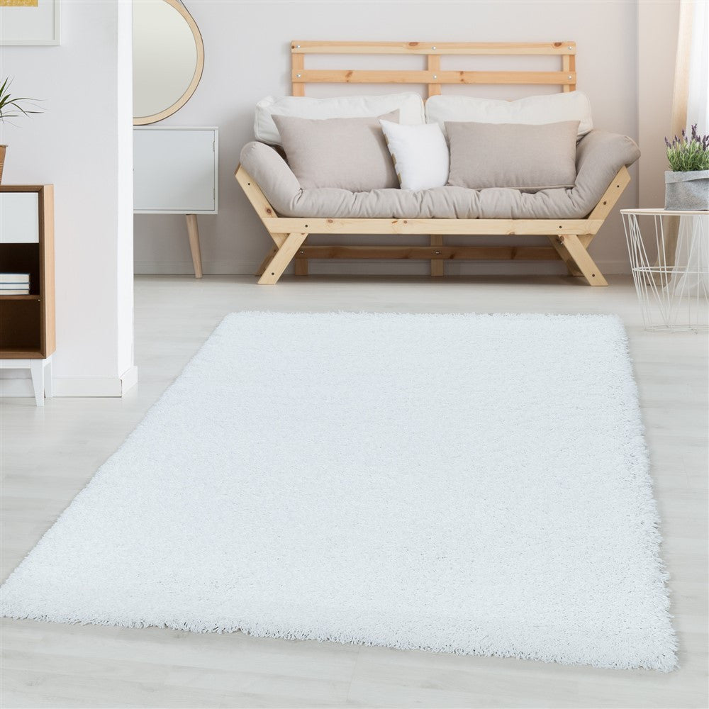 Wohnzimmerteppich Hochflor Shaggy Teppich Schlafzimmer Flor Super Soft Weiss