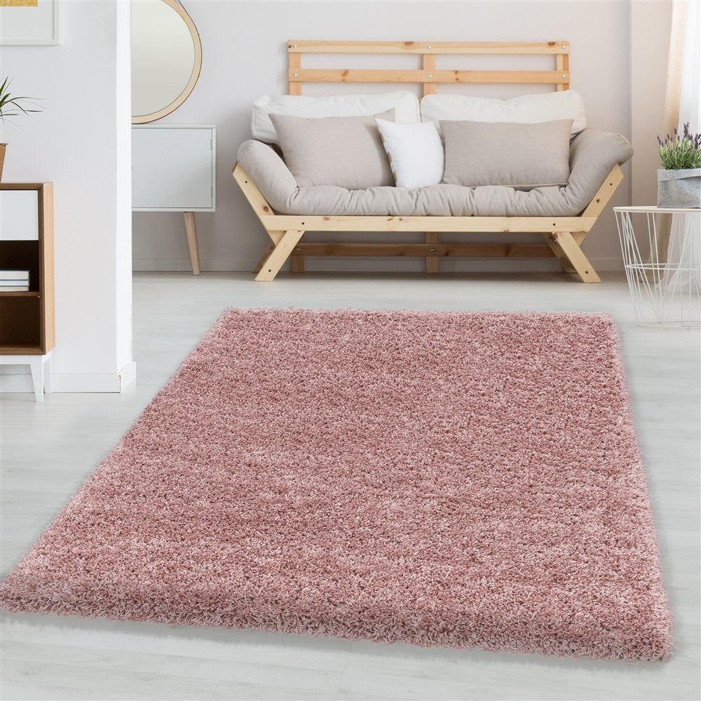 Wohnzimmerteppich Hochflor Shaggy Teppich Schlafzimmer Flor Super Soft Rose