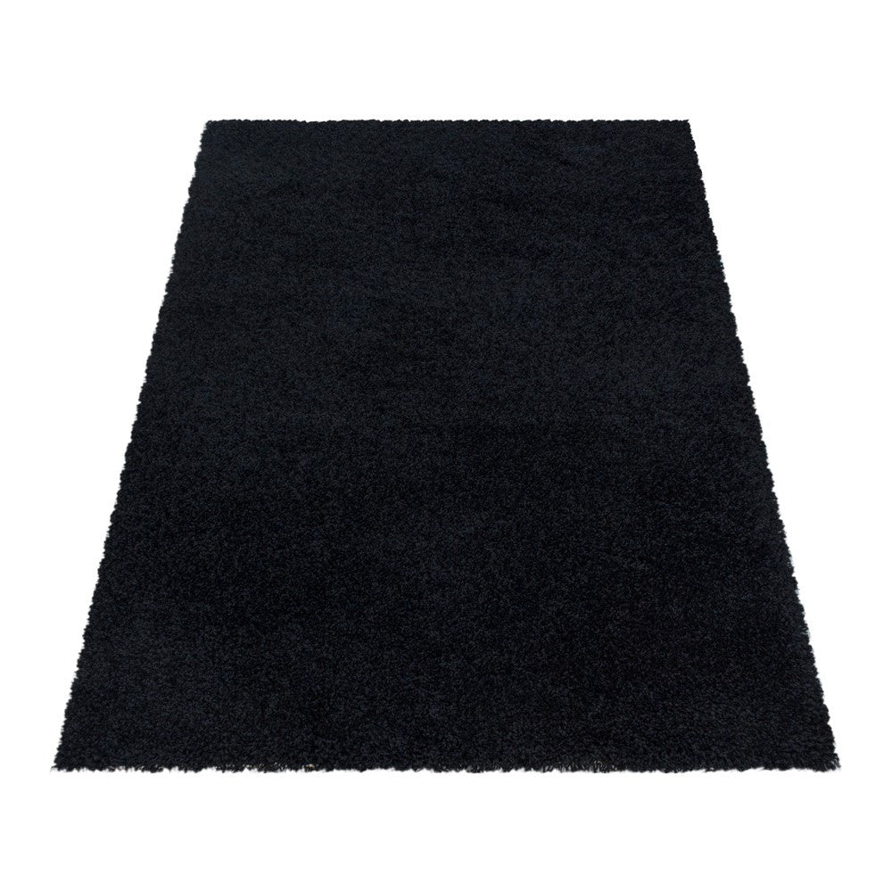Wohnzimmerteppich Hochflor Shaggy Teppich Schlafzimmer Flor Super Soft Schwarz