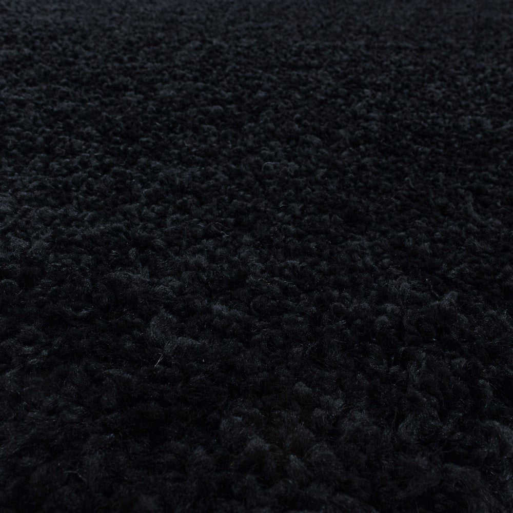 Wohnzimmerteppich Hochflor Shaggy Teppich Schlafzimmer Flor Super Soft Schwarz