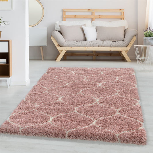 Wohnzimmerteppich Design Hochflor Teppich Muster Kachel Tile Jacquard Rose