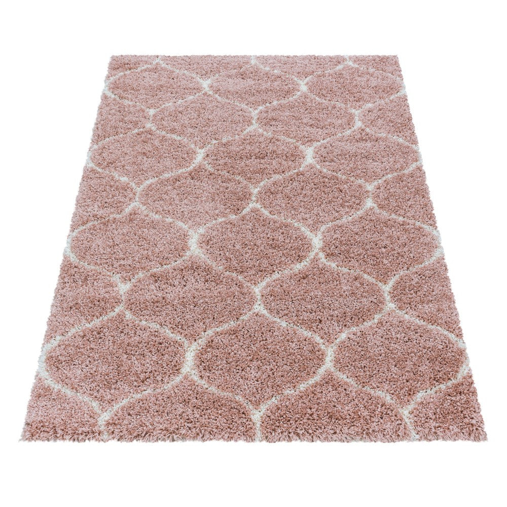 Wohnzimmerteppich Design Hochflor Teppich Muster Kachel Tile Jacquard Rose
