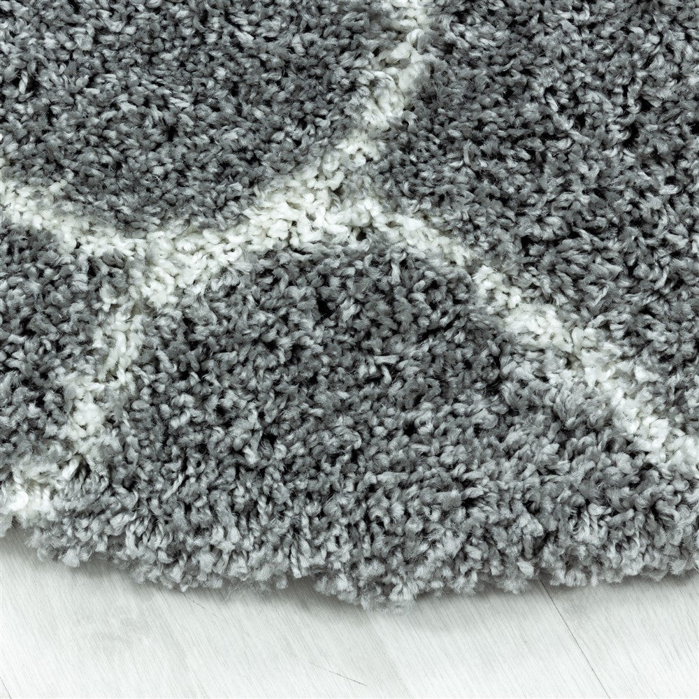 Wohnzimmerteppich Design Hochflor Teppich Muster Kachel Tile Jacquard Grau