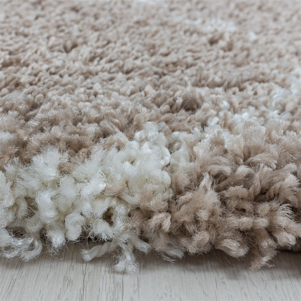 Wohnzimmerteppich Design Hochflor Teppich Muster Kachel Tile Jacquard Beige