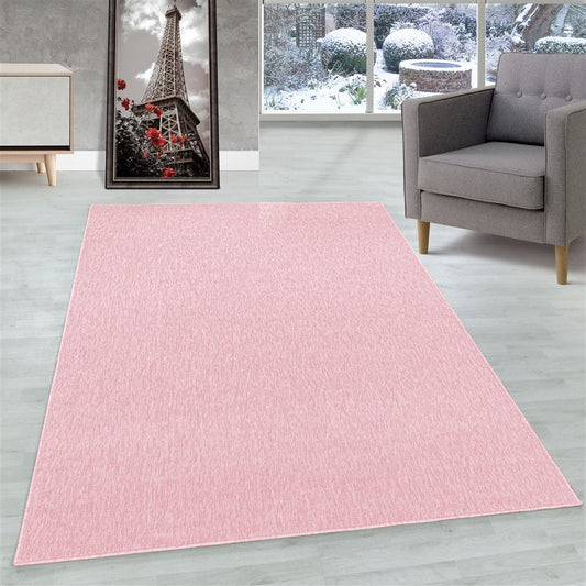 Teppich Kurzflor 4mm Florhöhe meliert glänzend Wohnzimmerteppich Heimbüro Rose