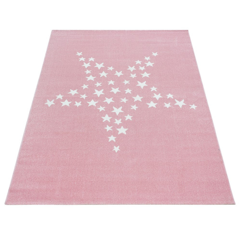 Kinderteppich Babyzimmer Kinderzimmer Sterne Motiv Pink Weiß Farben