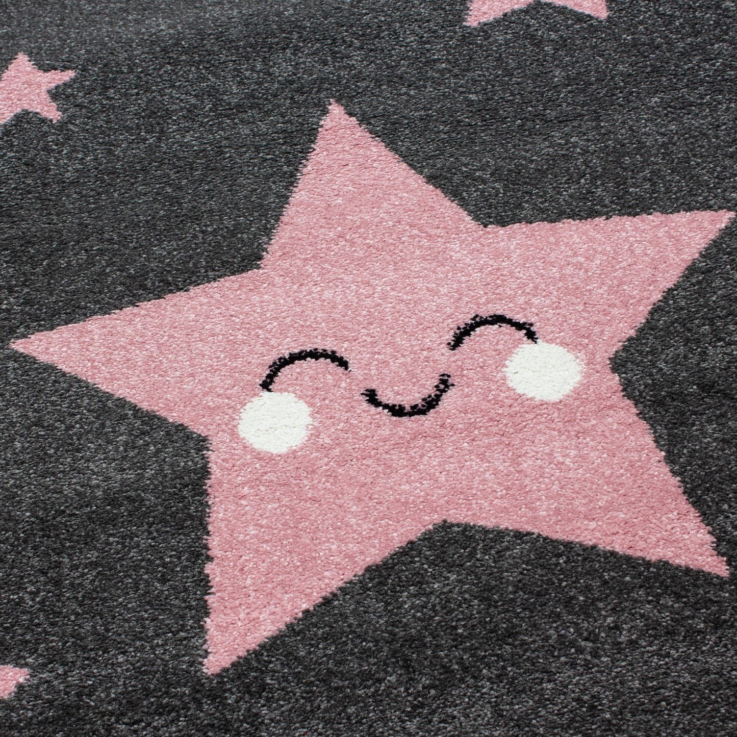Kinderteppich Kinderzimmer Teppich Sterne Muster Grau-Pink