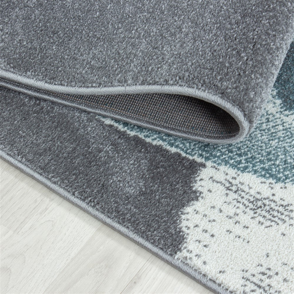 Kinderteppich Baby Teppich Kinderzimmer süßer Dino Motiv Grau Blau Weiß