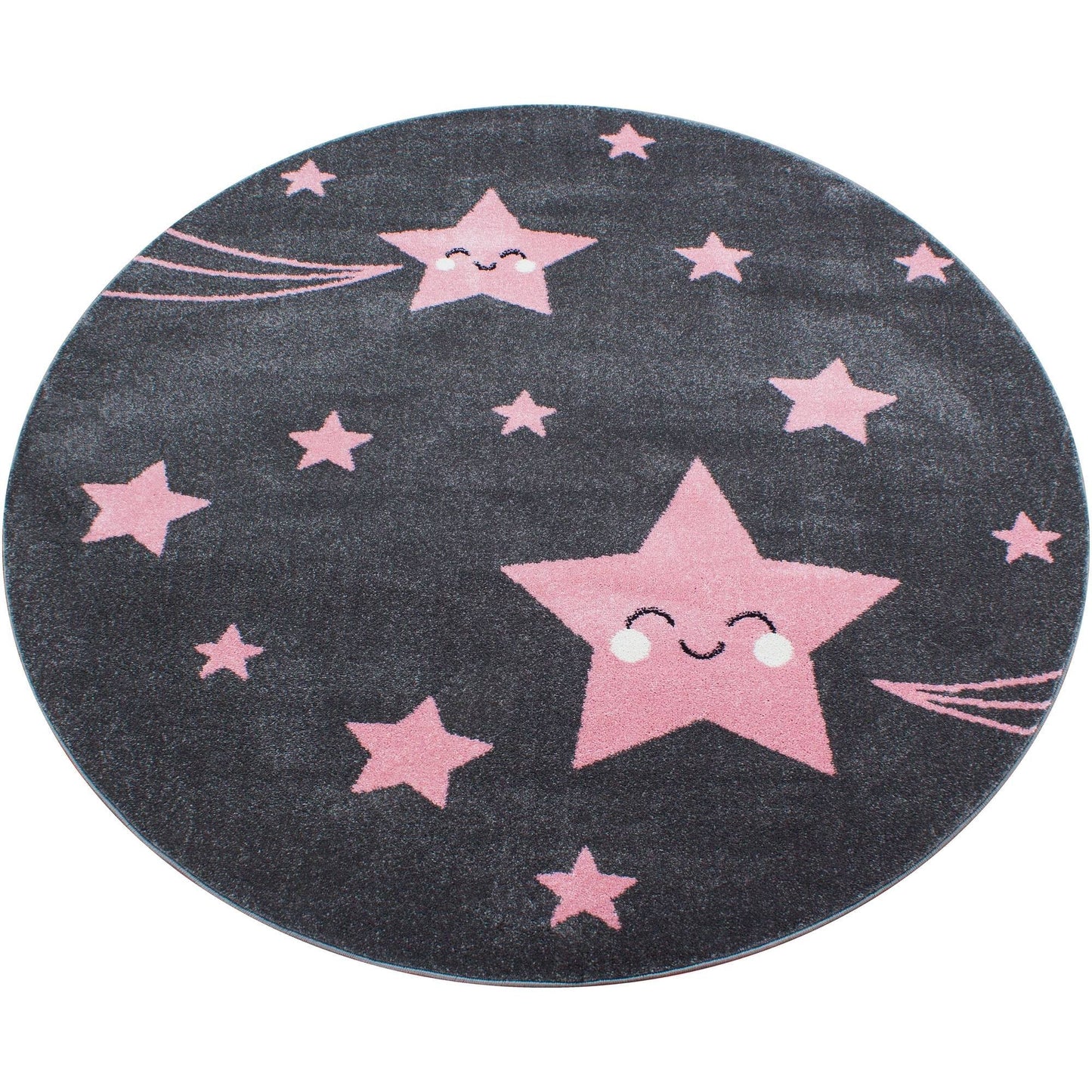 Kinderteppich Kinderzimmer Teppich Sterne Muster Grau-Pink