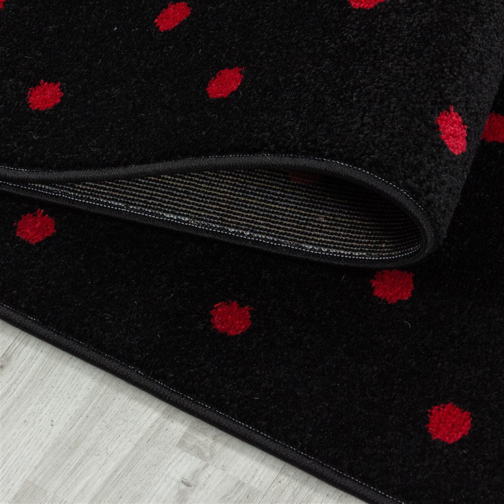 Kinderteppich Baby Teppich Kinderzimmer Herz Motiv Schwarz Rot Farben