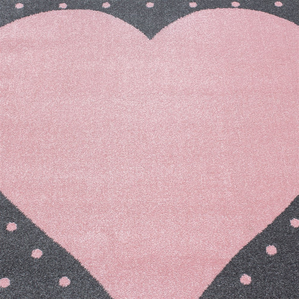 Kinderteppich Baby Teppich Kinderzimmer Herz Motiv Pink Grau Farben