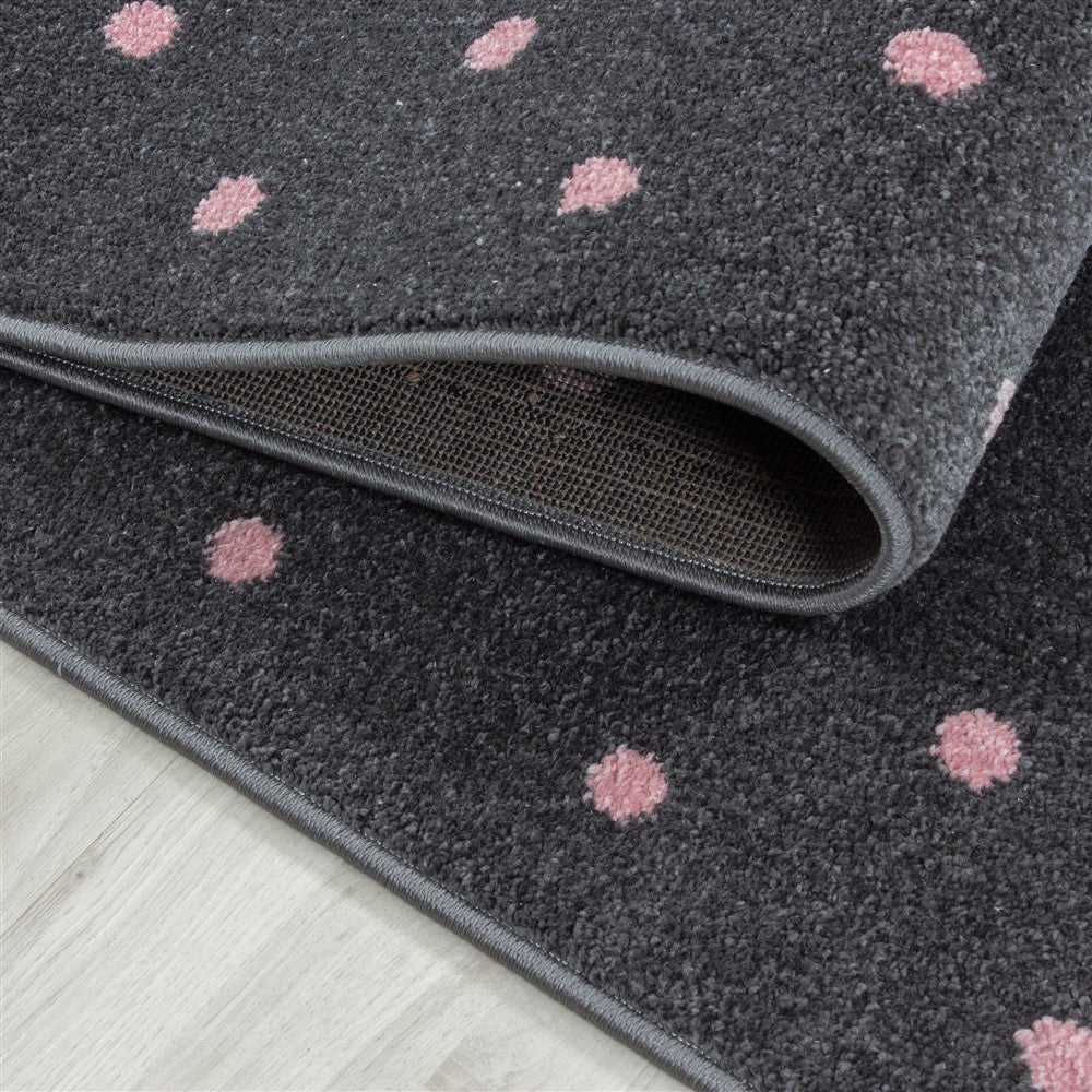 Kinderteppich Baby Teppich Kinderzimmer Herz Motiv Pink Grau Farben
