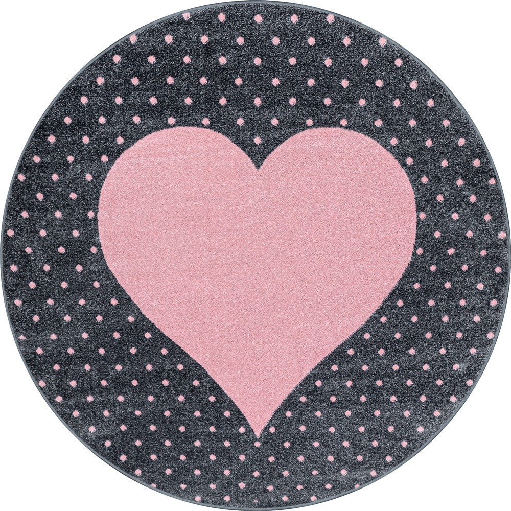 Kinderteppich Baby Teppich Kinderzimmer Herz Motiv Pink Grau Farben