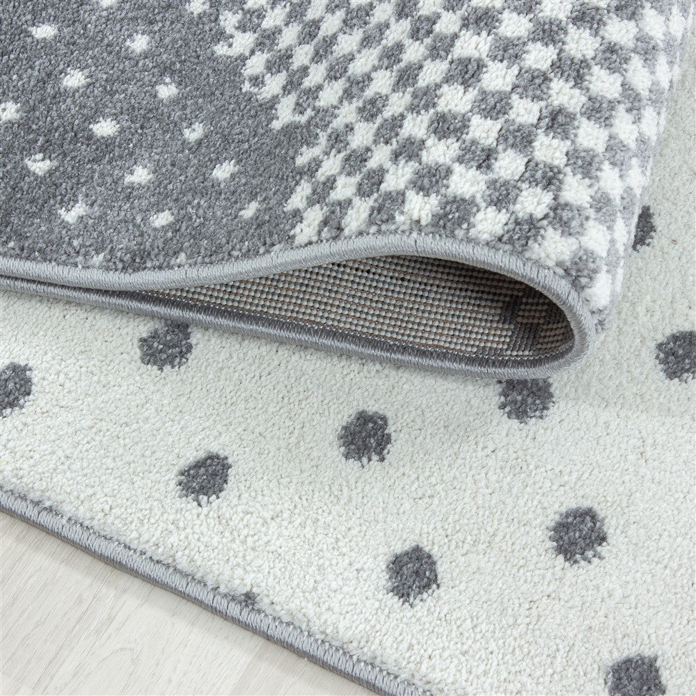 Kinderteppich Baby Teppich Kinderzimmer Wolken-Motiv Pink Grau Weiß Farben