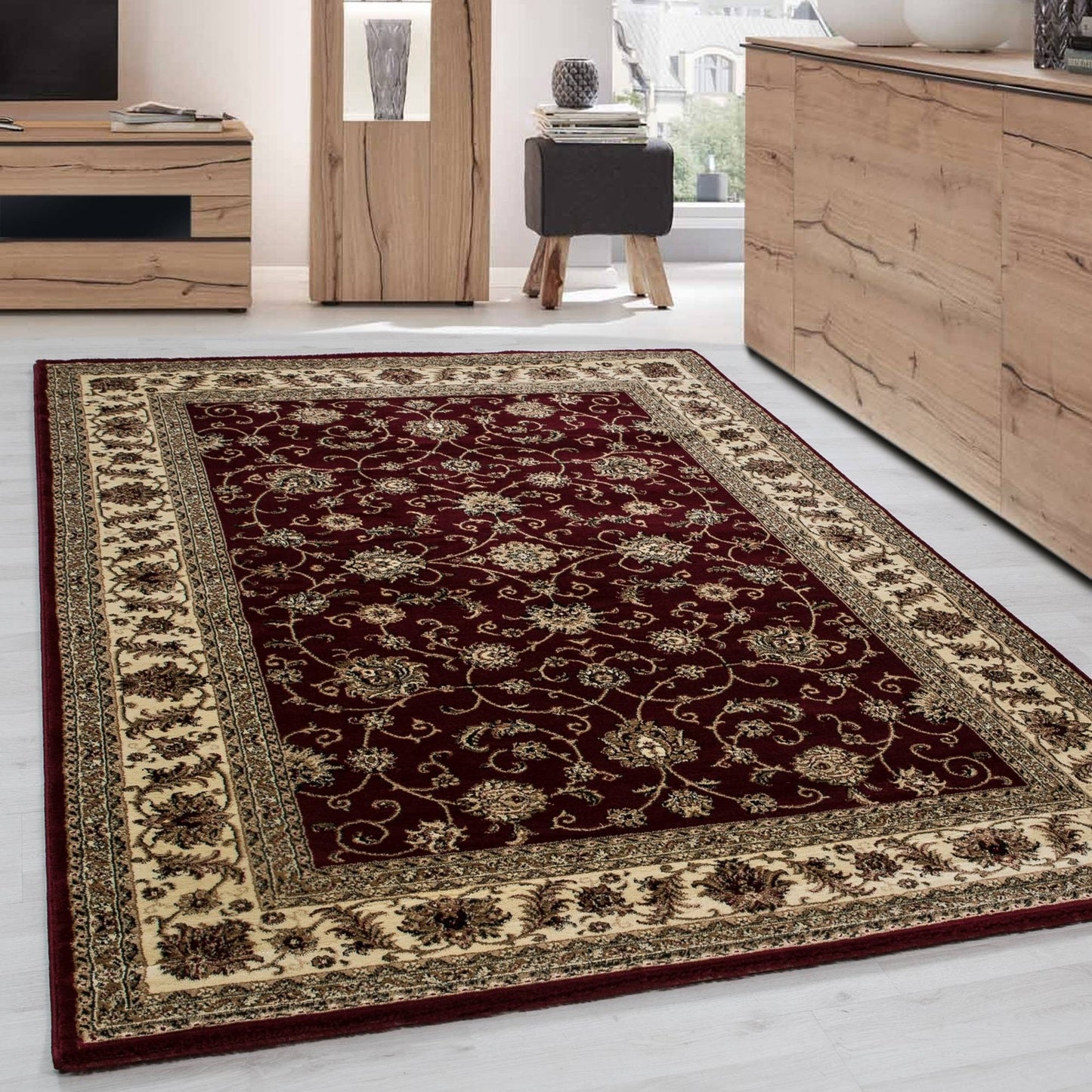 Orientteppich Klassischer Orientalisch Traditional Webteppich Rot Beige