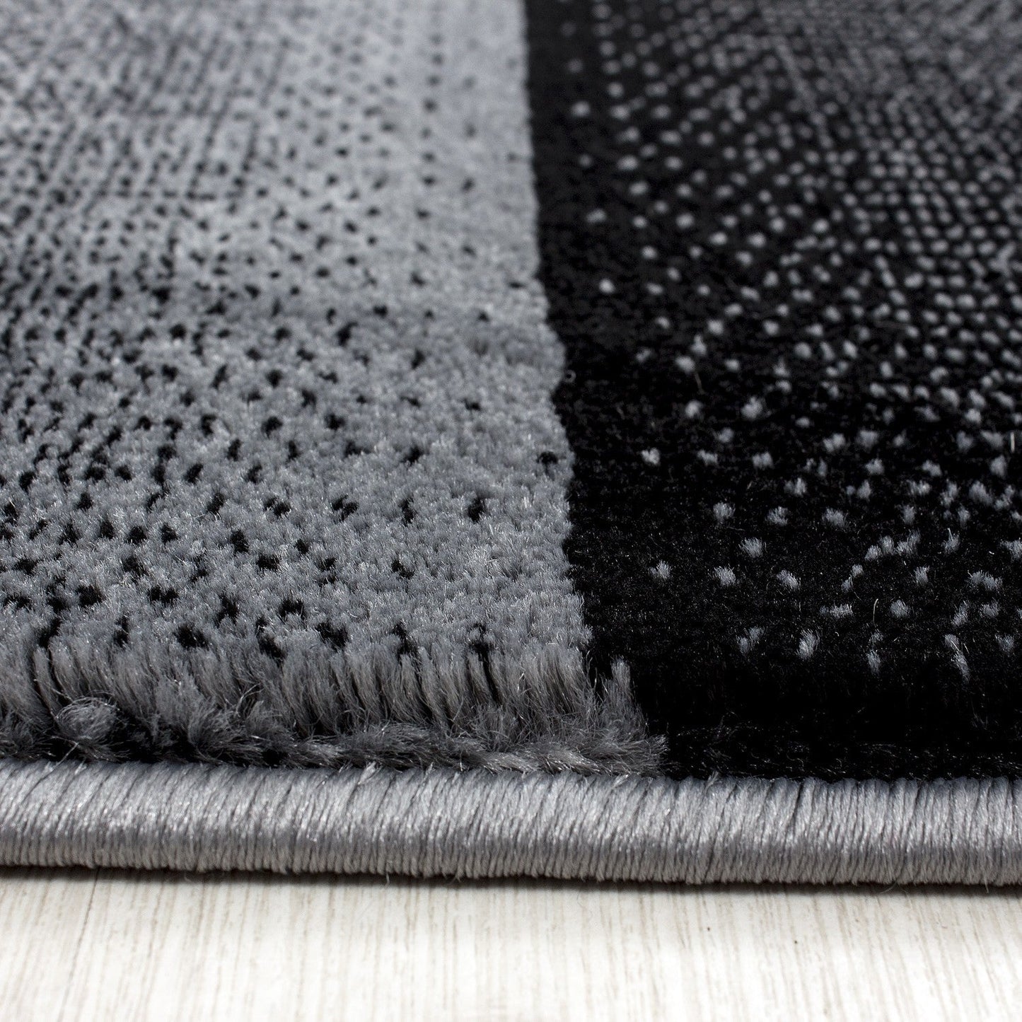 Moderner Designer Wohnzimmer Teppich Miami 6560 Schwarz
