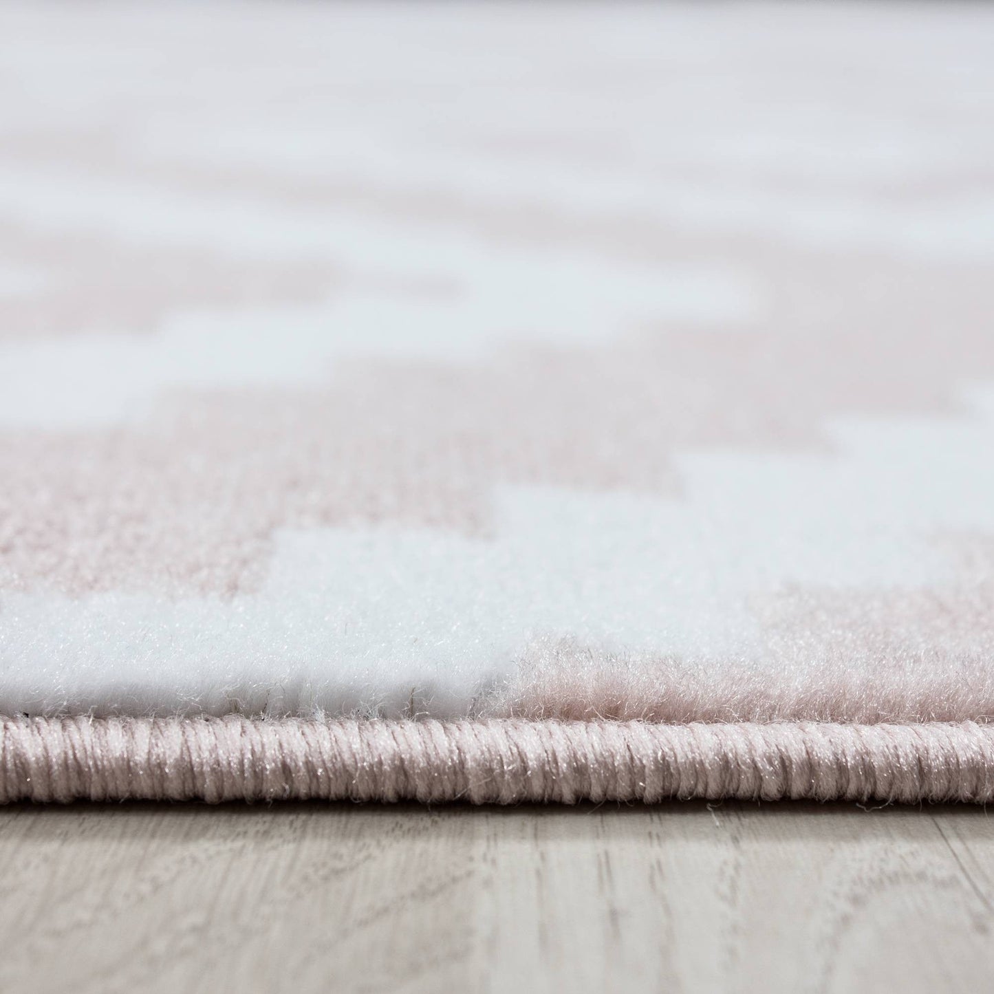 Moderner Wohnzimmer Elegance designer Teppich Kurzflor Puderrosa Weiß