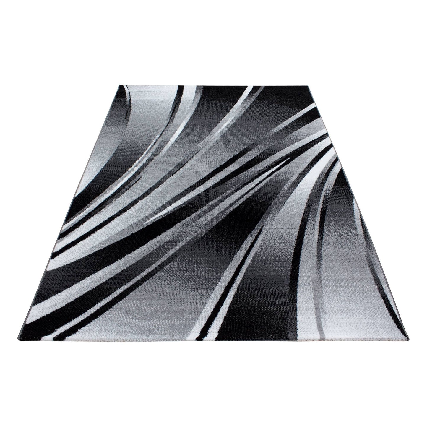 Teppich Modern Designer Geometrisch Wellen Optik Meliert Schwarz Grau Weiss