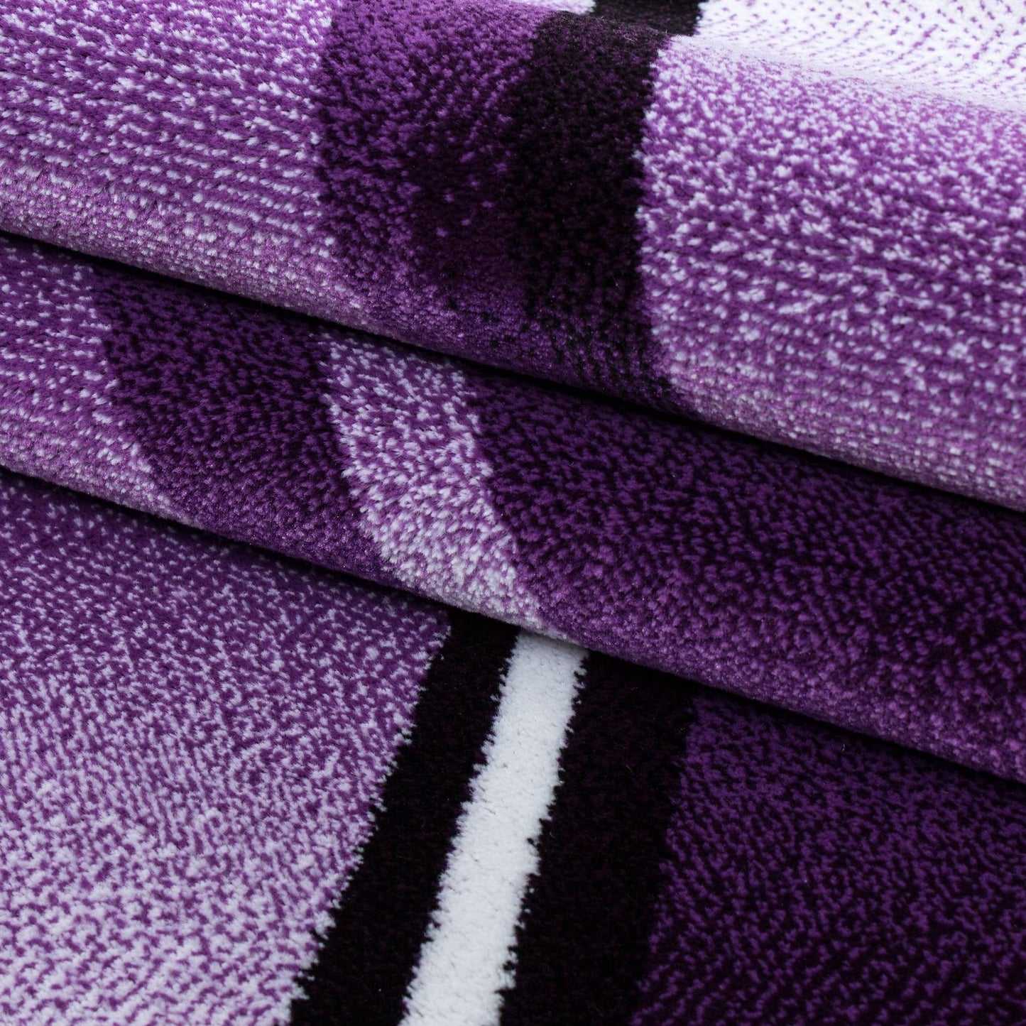 Teppich Modern Designer Geometrisch Wellen Optik Meliert Schwarz Violet Weiß