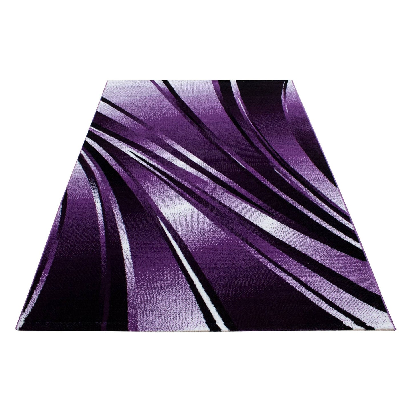 Teppich Modern Designer Geometrisch Wellen Optik Meliert Schwarz Violet Weiß