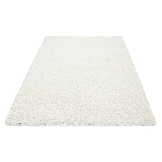 Teppich Hochflor Langflor Wohnzimmer Shaggy Florhöhe 3cm unifarbe Creme
