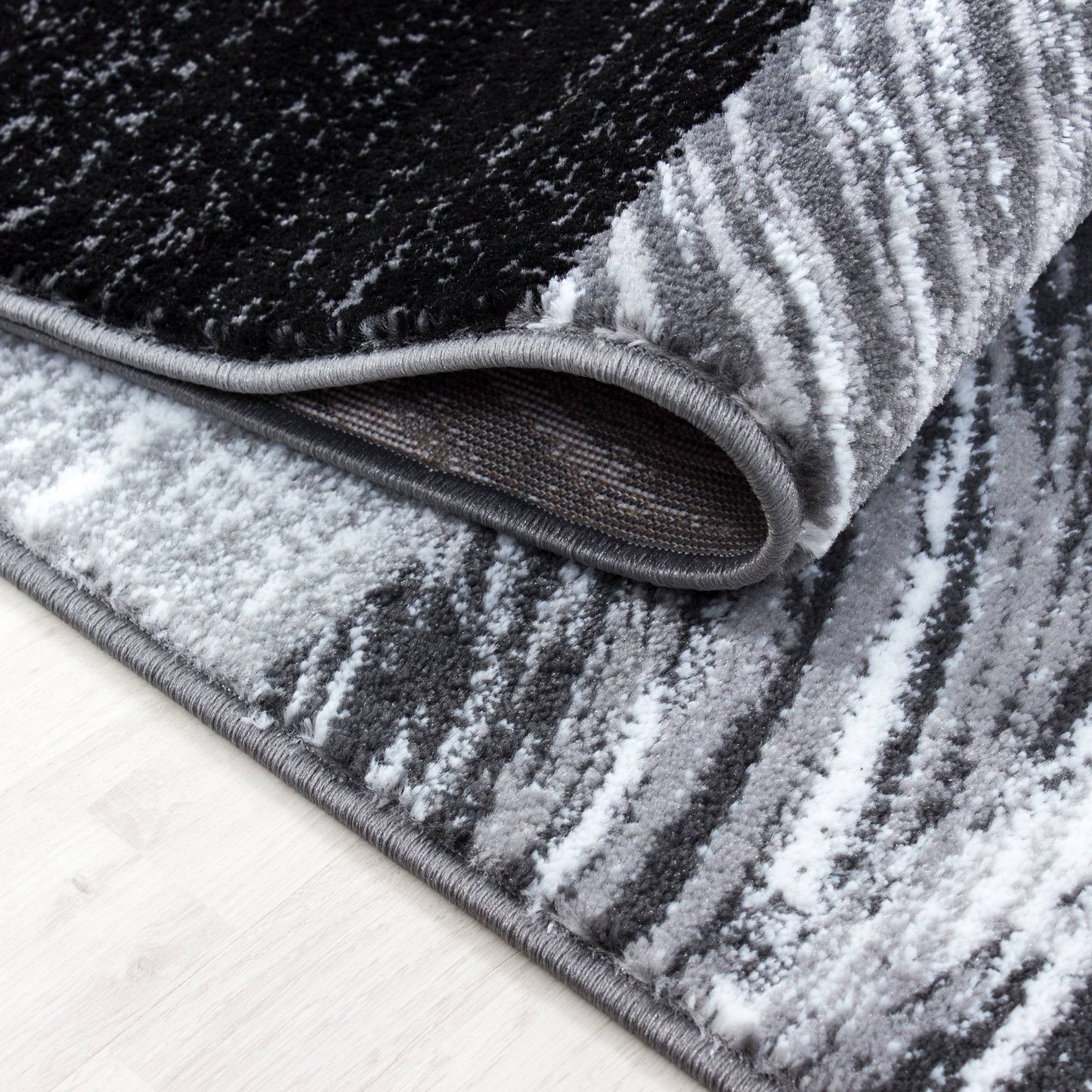 Teppich Modern Designer Wohnzimmer Geometrisch Kariert Muster Schwarz Grau Weiss