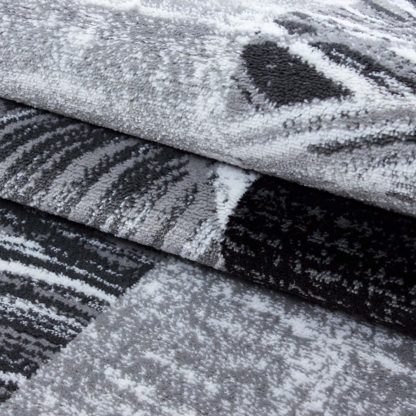 Teppich Modern Designer Wohnzimmer Geometrisch Kariert Muster Schwarz Grau Weiss
