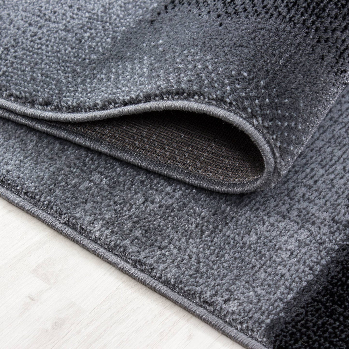 Teppich Modern Designer Wohnzimmer Geometrisch Wellen Muster Grau Schwarz Weiss