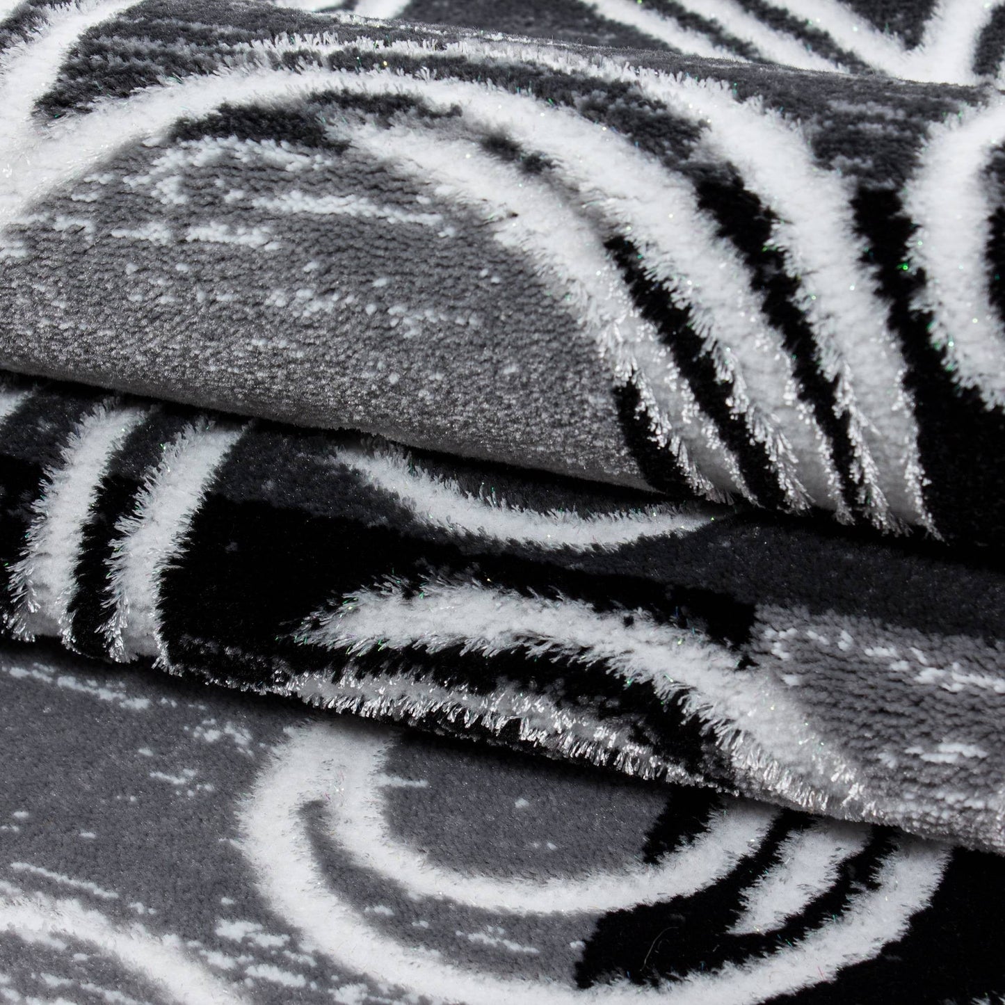 Teppich Modern Designer Barock mit Kariert Muster Meliert Schwarz Grau Weiß