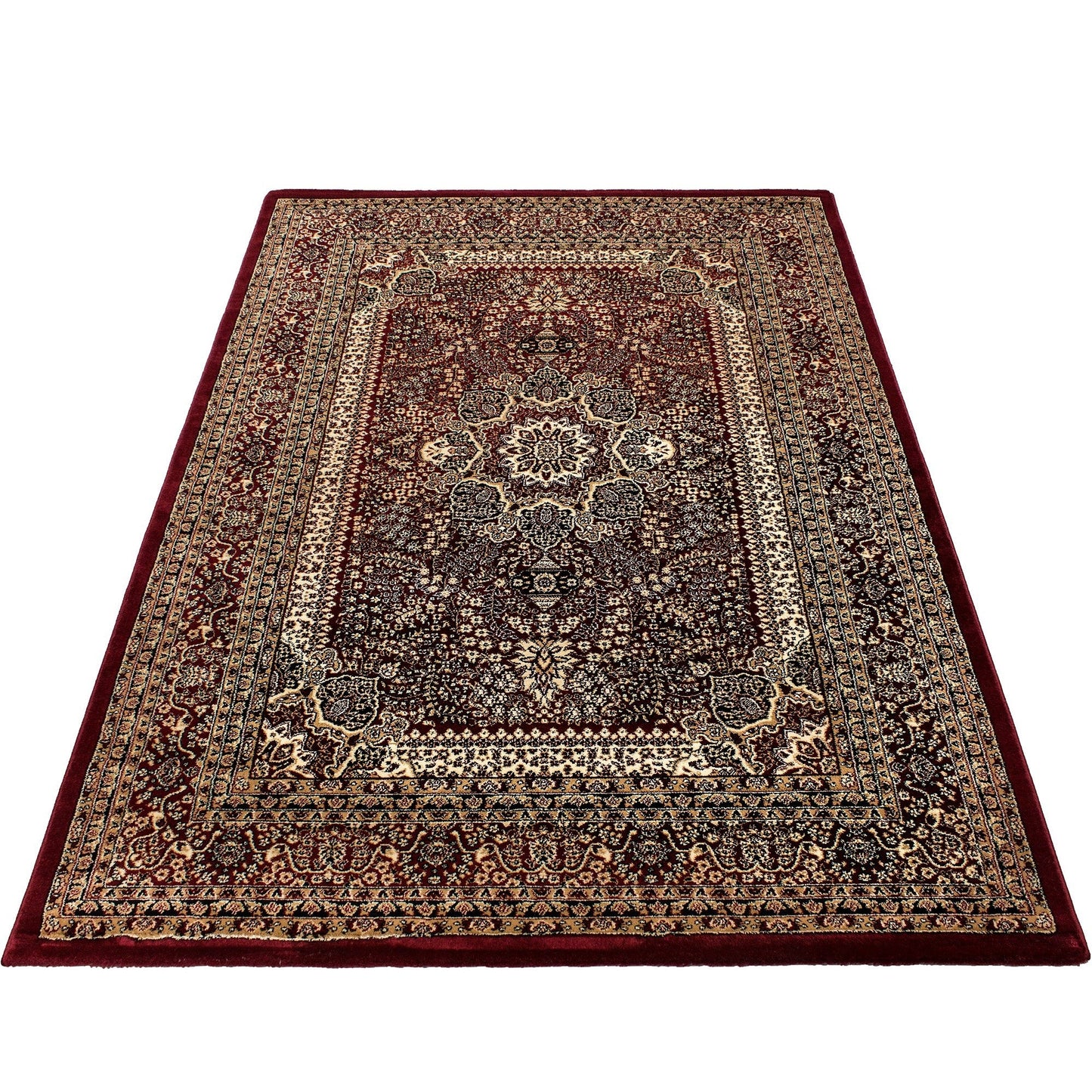 Orientteppich Klassischer Orientalisch Traditional Webteppich Rot Schwarz Beige