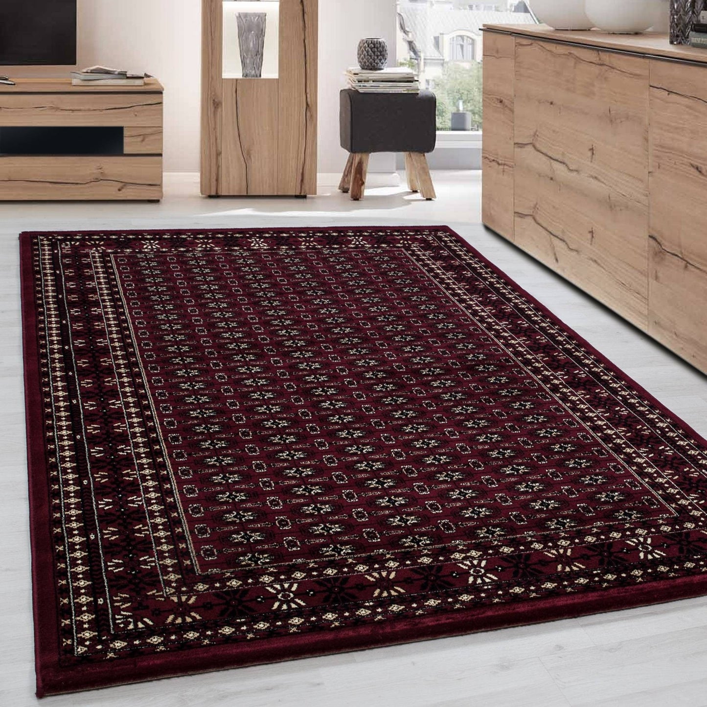 Orientteppich Klassischer Orientalisch Traditional Webteppich Schwarz Rot