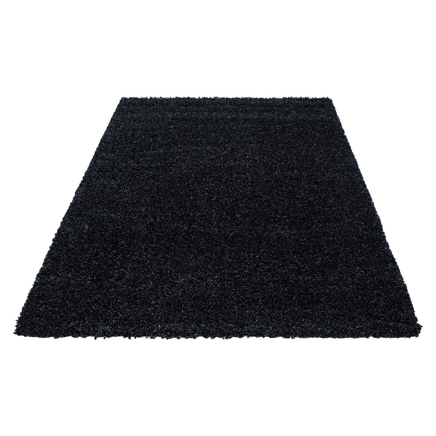 Hochflor Langflor Wohnzimmer Shaggy Teppich Florhöhe 3cm unifarbe Anthrazit