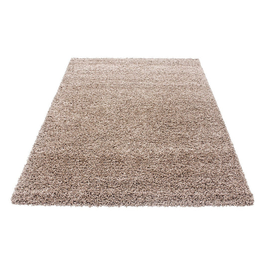 Teppich Hochflor Langflor Wohnzimmer Shaggy Florhöhe 3cm unifarbe Beige