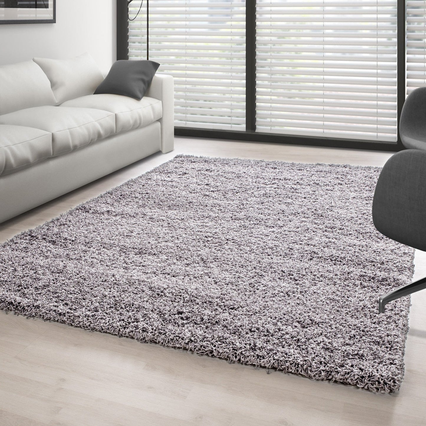 Hochflor Langflor Wohnzimmer Shaggy Teppich Florhöhe 3cm unifarbe Hellgrau