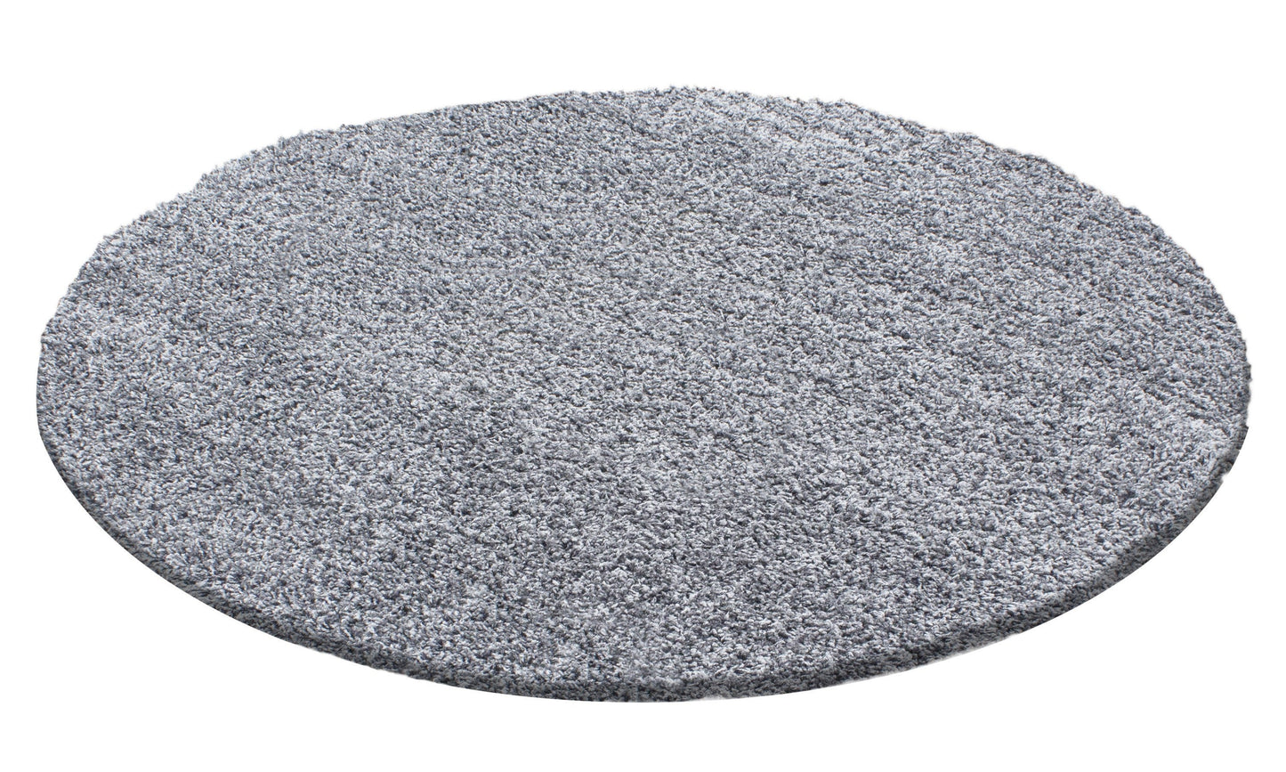 Hochflor Langflor Wohnzimmer Shaggy Teppich Florhöhe 3cm unifarbe Hellgrau