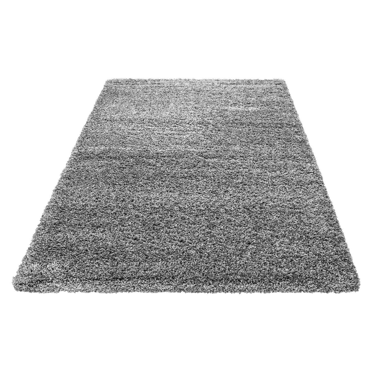 Hochflor Langflor Wohnzimmer Shaggy Teppich Florhöhe 3cm unifarbe Hellgrau