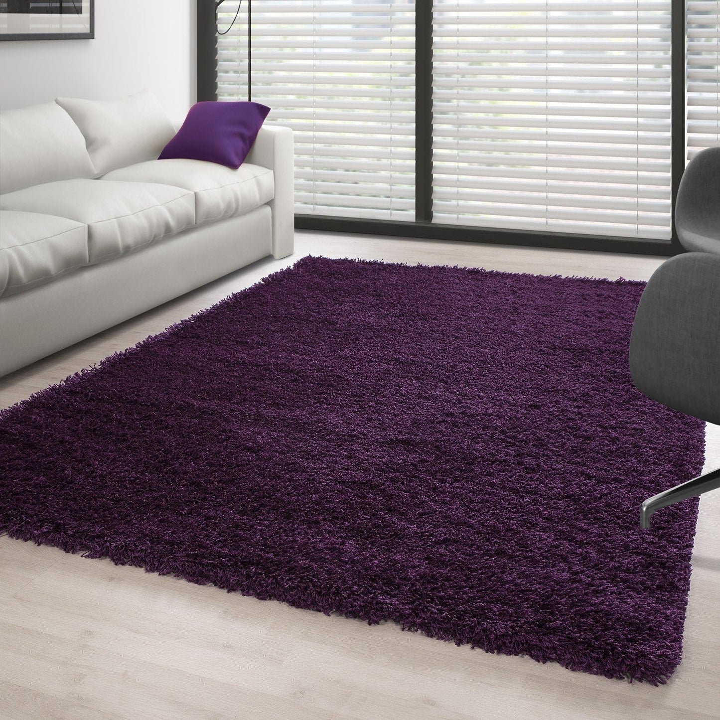 Hochflor Langflor Wohnzimmer Shaggy Teppich Florhöhe 3cm unifarbe Lila