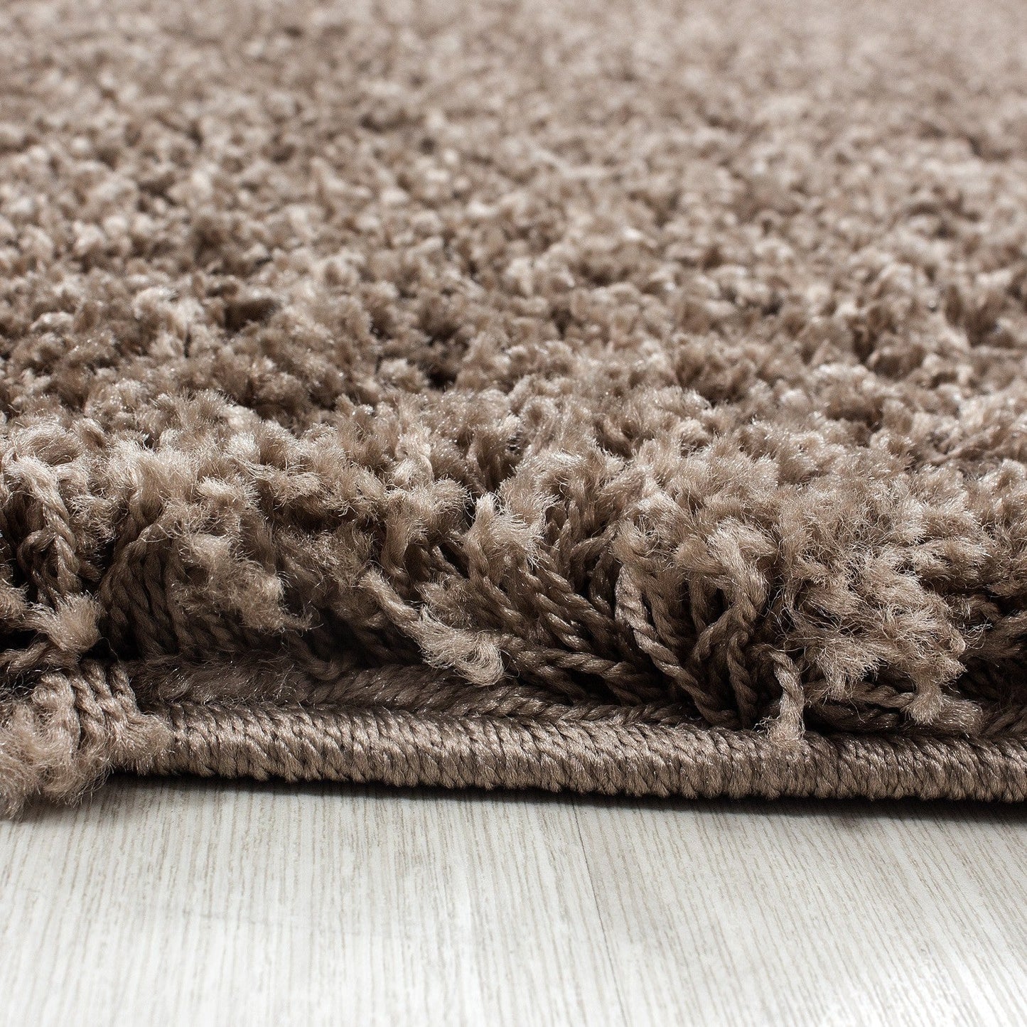Hochflor Langflor Wohnzimmer Shaggy Teppich Florhöhe 3cm unifarbe Mocca