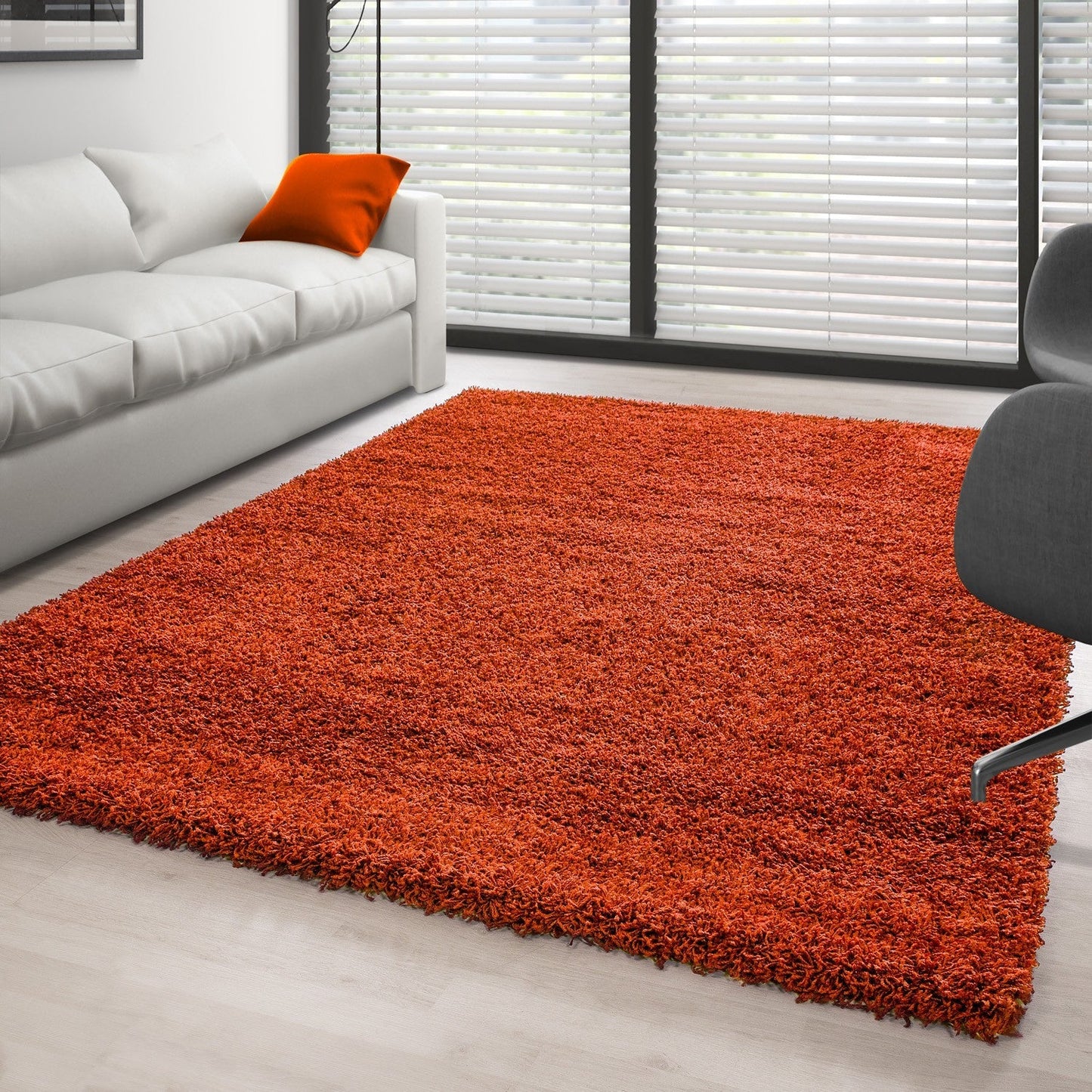 Hochflor Langflor Wohnzimmer Shaggy Teppich Florhöhe 3cm unifarbe Terra
