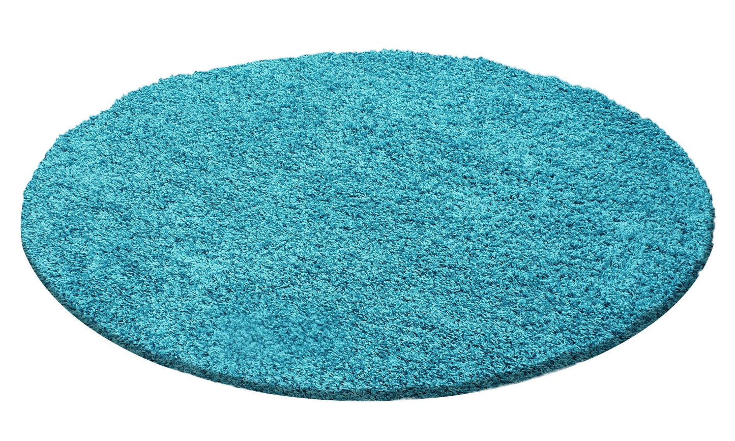 Hochflor Langflor Wohnzimmer Shaggy Teppich Florhöhe 3cm unifarbe Türkis