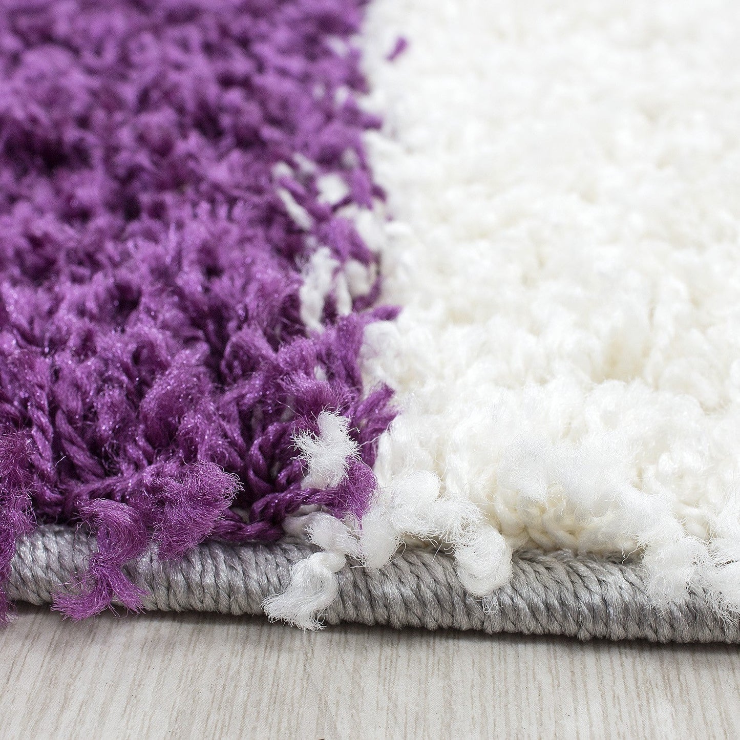 Teppich Hochflor Langflor günstig Wohnzimmer Shaggy kariert Lila Weiss Grau