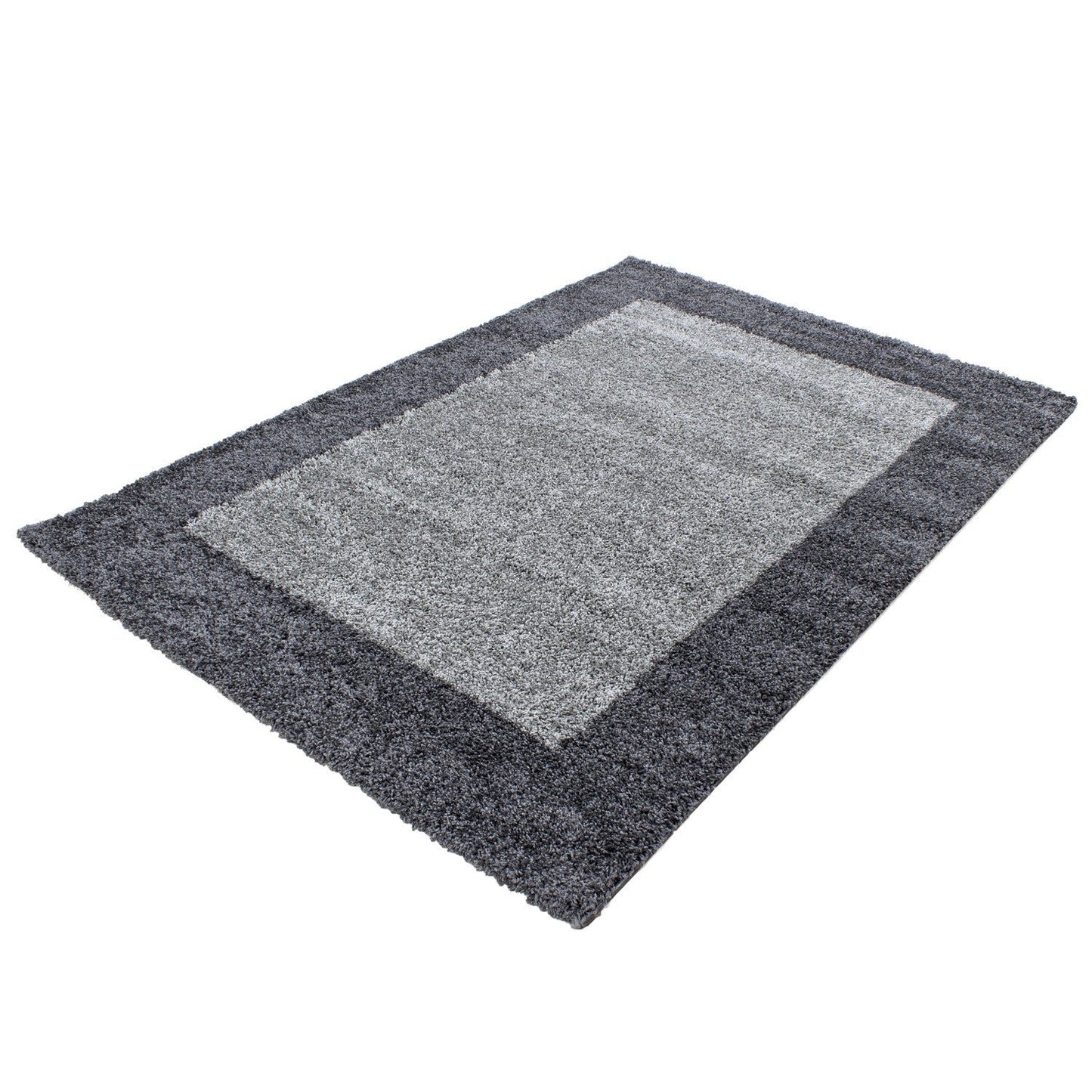 Hochflor Langflor Wohnzimmer Shaggy Teppich 2 Farbig Florhöhe 3cm Grau Hellgrau