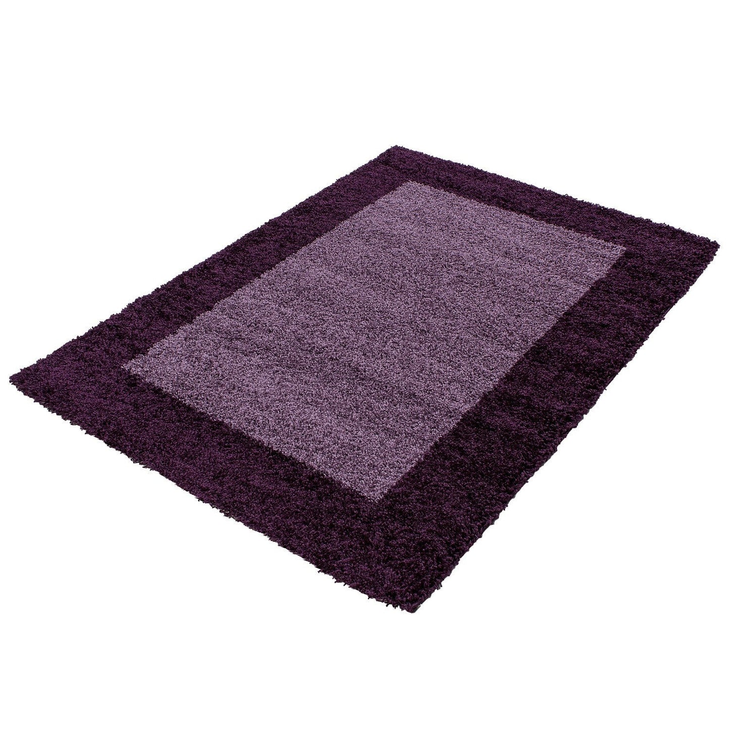 Hochflor Langflor Wohnzimmer Shaggy Teppich 2 Farbig Florhöhe 3cm Lila Violett
