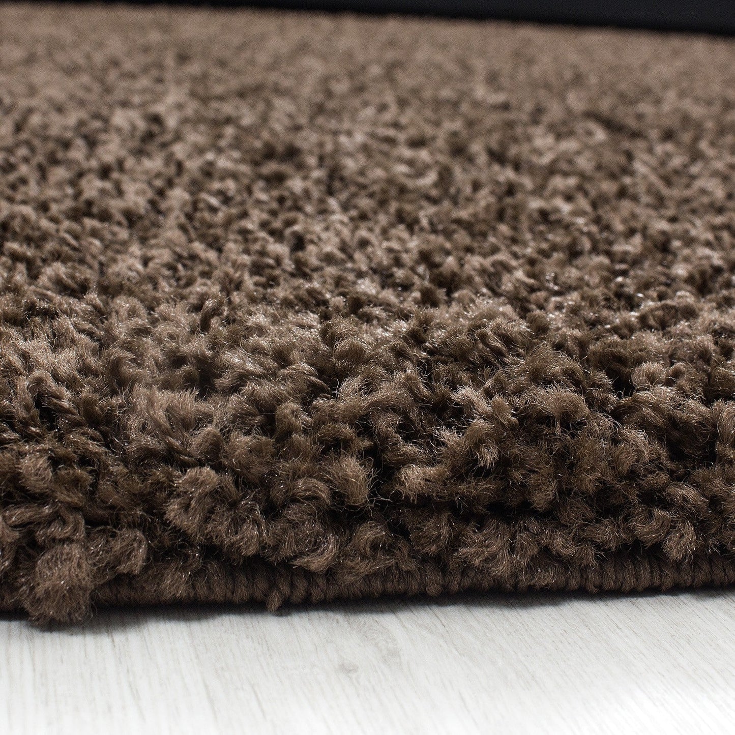 Hochflor Langflor Wohnzimmer Shaggy Teppich Unifarbe Florhöhe 5cm Braun
