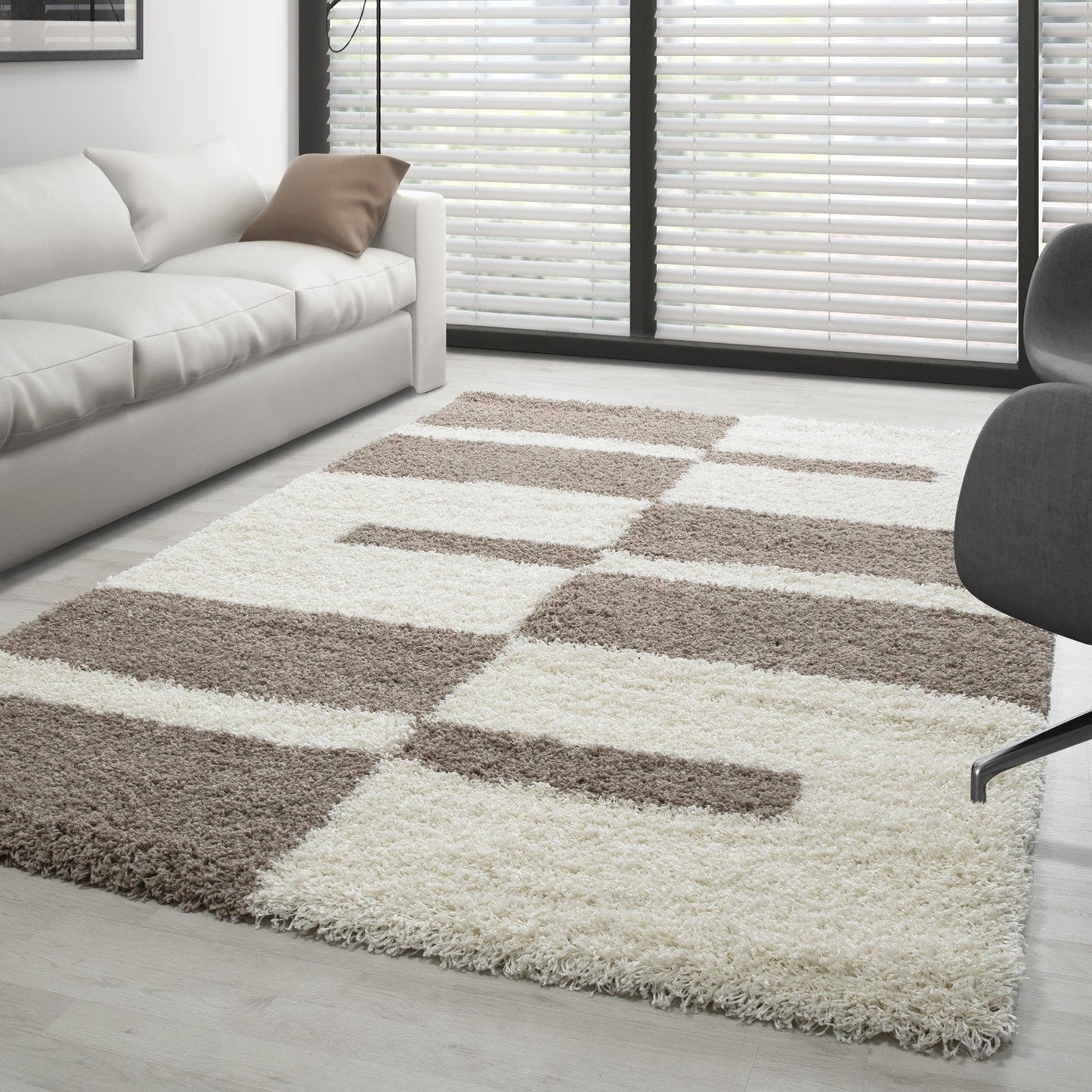 Hochflor Langflor Wohnzimmer GALA Shaggy Teppich Florhöhe 3cm Beige-Creme